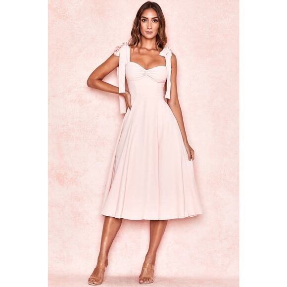 NWOT HOUSE OF CB 'Alicia' Blush Pink Midi Sundress XS - Picture 1 of 9